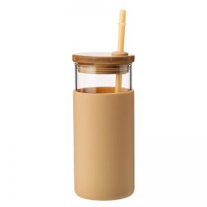 Glass Water Bottle With Natural Bamboo Lid