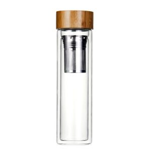 Double wall glass water bottles with the stainless insfuer