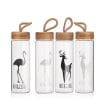 High borosilicate glass water bottle with wood cap