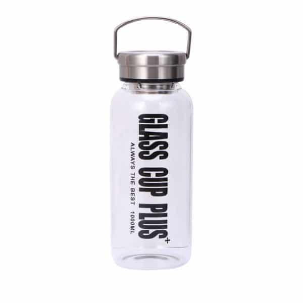 glass water bottle with stainless steel cap