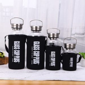 glass water bottle with stainless steel cap