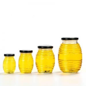 Threaded glass honey jars
